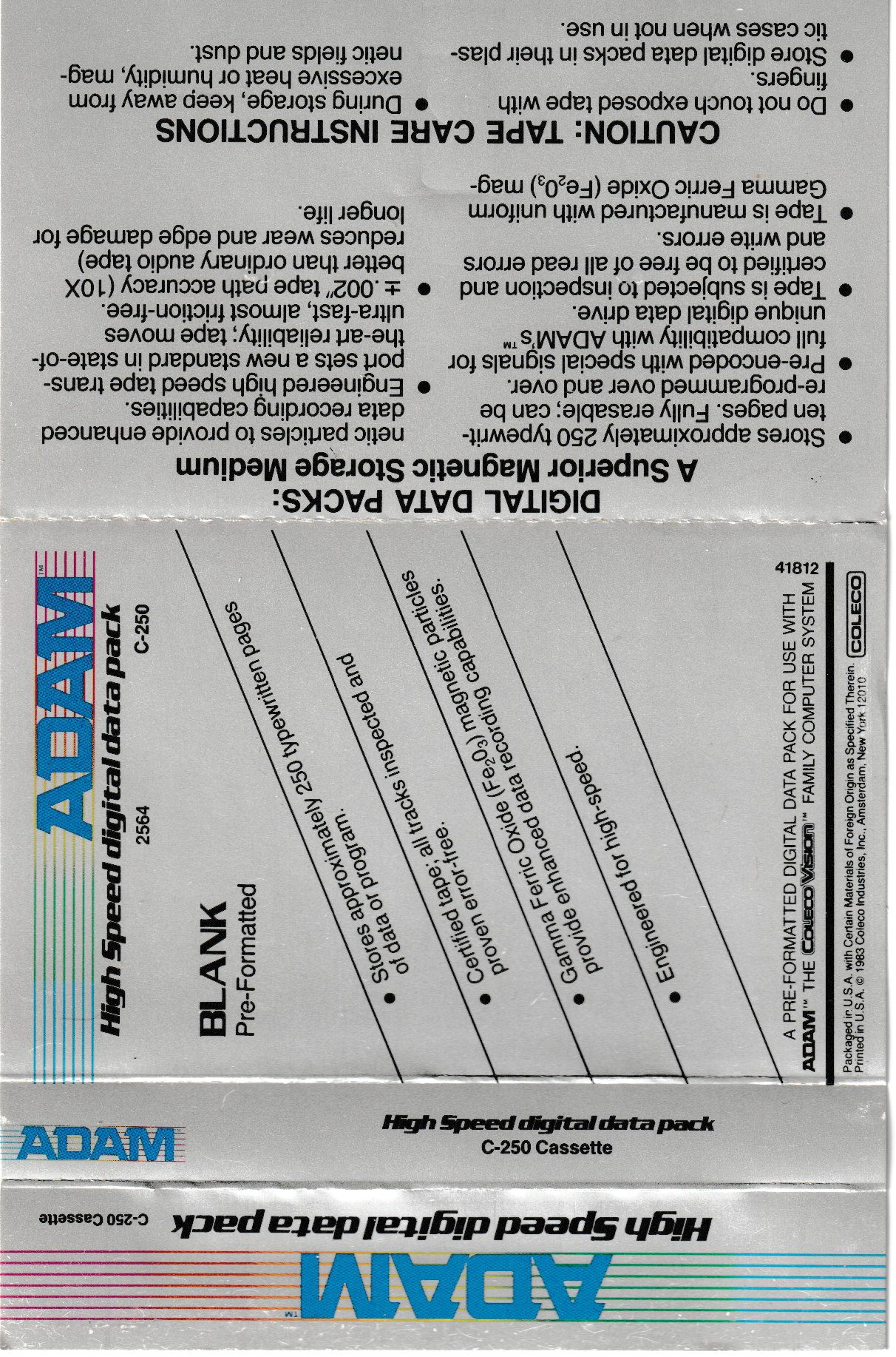 Coleco ADAM Blank Jcard 